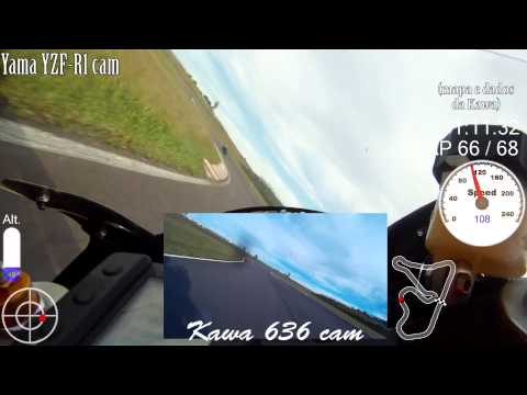 Track day Santa Cruz do Sul, cruzamento de vídeos do Youtube R1 vs Kawa 636