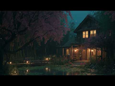 Cozy Enchanted Lake Garden in the Spring Night - Relaxation piano for sleep, focus, study, relax