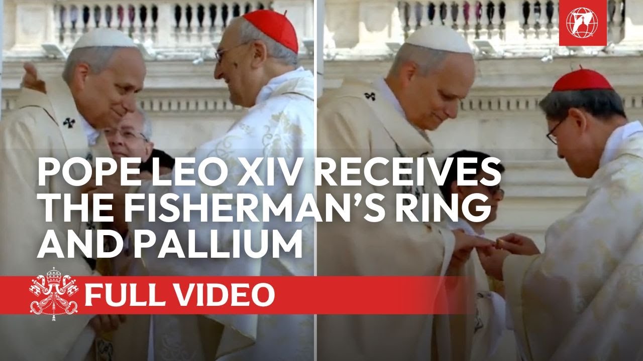 Pope Leo XVI's receives the Fisherman's Ring and Pallium at Inauguration Mass | Full Clip