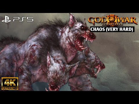 Cerberus Boss Fight - Chaos Difficulty (Very Hard) - God of War 3 Remastered (PS5) (4K 60FPS)