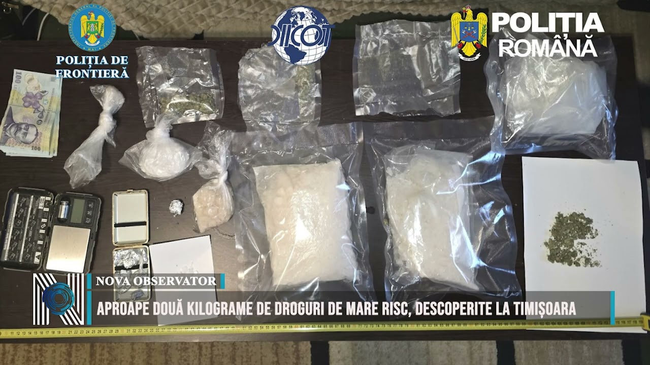 Aproape două kilograme de droguri de mare risc, descoperite la Timișoara