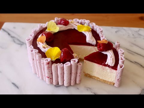 Too Pretty to Eat? 💕 No-Bake Cheesecake + Raspberry Meringue Magic 🤭