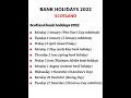 2022 Bank Holidays Scotland UK Bank Holidays 2022 Scotland Bank