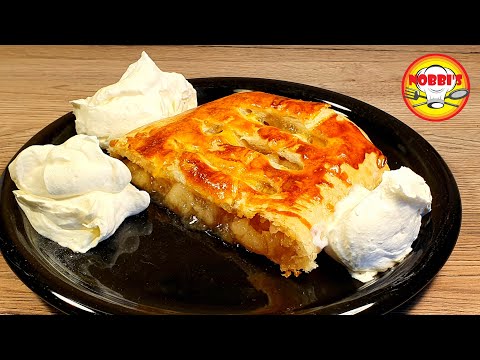 Apfelstrudel Rezept mit Blätterteig und Sahne, selbst gemacht ist am Besten