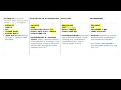 Script for presenting cardiac murmurs (cardiovascular examination)