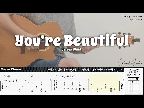 You’re Beautiful - James Blunt | Fingerstyle Guitar | TAB + Chords + Lyrics