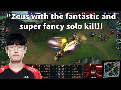 T1's Toplaner Zeus Gets The Fancy Solo Kill Against HLE!!!