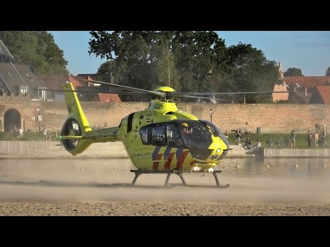 Spectaculaire opstijging vanaf strandeiland Harderwijk | Lifeliner 1 PH-DOC in actie