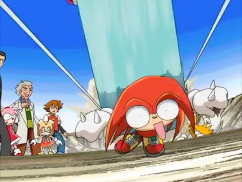 Sonic X Comparison: Knuckles Gets Flattened By A Wheel (Japanese VS English)