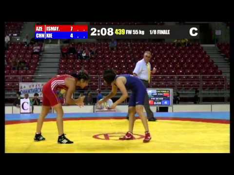 WWJC2013 / Almaz Ismayilova - Mengyu Xie (CHN) - FW 55 kg - 1/8 final