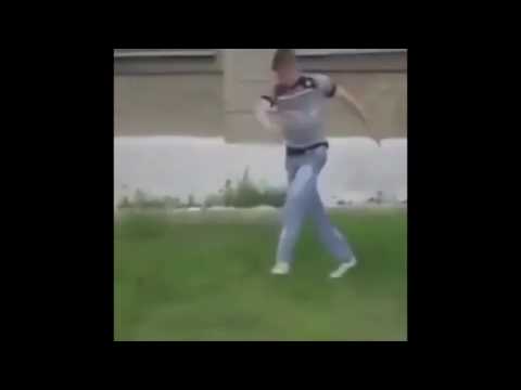 Guy dancing to rad music after he falls off a cliff