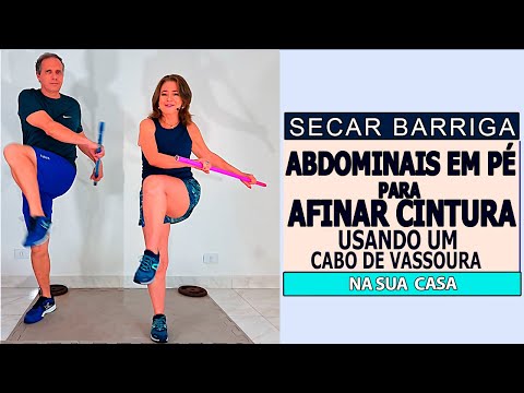 🔴ABDOMINAIS EM PÉ PARA SECAR  BARRIGA E AFINAR CINTURA, USANDO UM CABO DE VASSOURA - Vídeo 1053