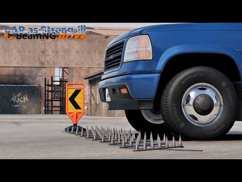 Cars Vs Spike Strip #03 -- BEAMNG DRIVE
