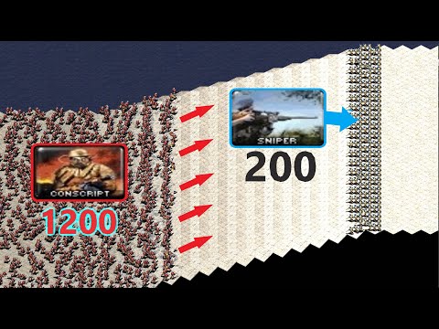 Snipers on High Ground vs Conscripts - Same Cost - Red Alert 2