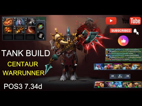 Tank Build Offlane Centaur Warrunner [POS3] [ENG/TAG] 7.34d Dota 2