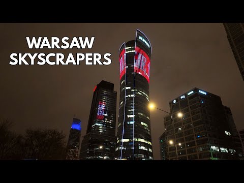 Night Walk among Skyscrapers in Warsaw, Poland / Spacer w Warszawie, Polska - Walking Tour