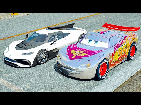 Lightning McQueen Silver Edition vs Mercedes-AMG Project One at Desert Drag Race