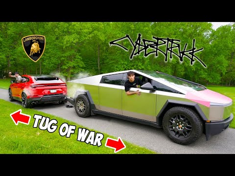 Tesla Cybertruck vs Lamborghini Urus - TUG OF WAR!