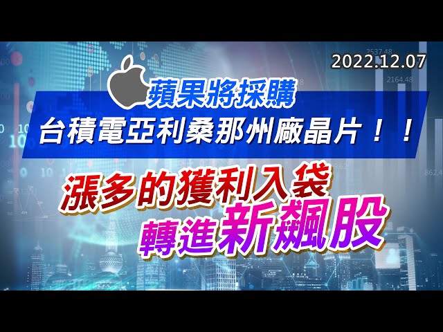 20221207《股市最錢線》#高閔漳 蘋果將採購台積電亞利桑那州廠晶片！！””漲多的獲利入袋，轉進新飆股