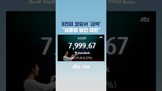 8천피 코앞서 '급락'..."김용범 발언 때문" #JTBC #Shorts