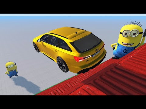 Stairs Jumps Down With Minions (Dangerous Staircase) - BeamNG.drive Insane Down Stairs Jumps