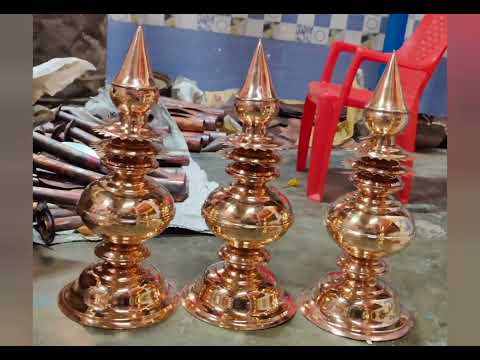 Brown and gold copper and brass gopura kalasam, for home, 3 ...