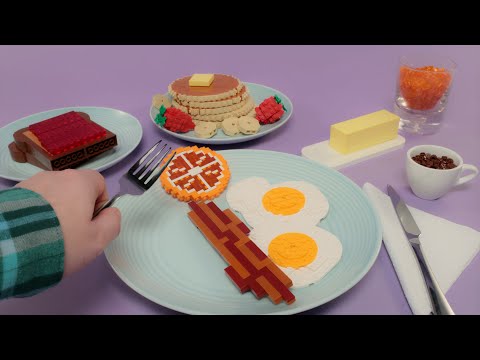 Lego Breakfast with Eggs, Bacon, Toast and Pancakes | Stop Motion Cooking ＆ ASMR