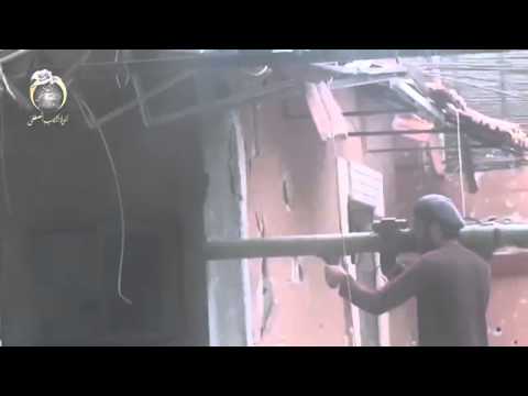 استهداف دبابة تي72 من قبل ألوية الحبيب المصطفى على جبهة المليحة في ريف دمشق