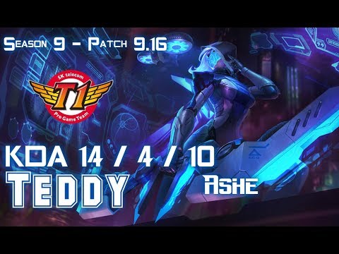 SKT T1 Teddy ASHE vs XAYAH ADC - Patch 9.16 KR Ranked