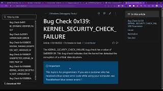 Bug Check 0x139 KERNEL SECURITY CHECK FAILURE @kid dude