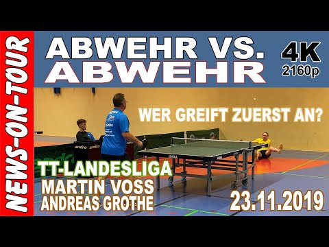 Abwehr gegen Abwehr! Wer greift zuerst an? Tischtennis Landesliga | Martin Voss vs. Andreas Grothe