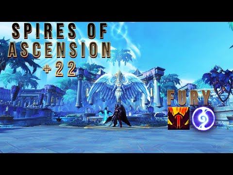 NIGHT FAE FURY WARRIOR M+ 22 Spires Of Ascension (Fort, Spiteful, Grievous) - WoW Shadowlands 9.1