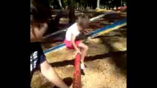 Son knocks mom down off seesaw