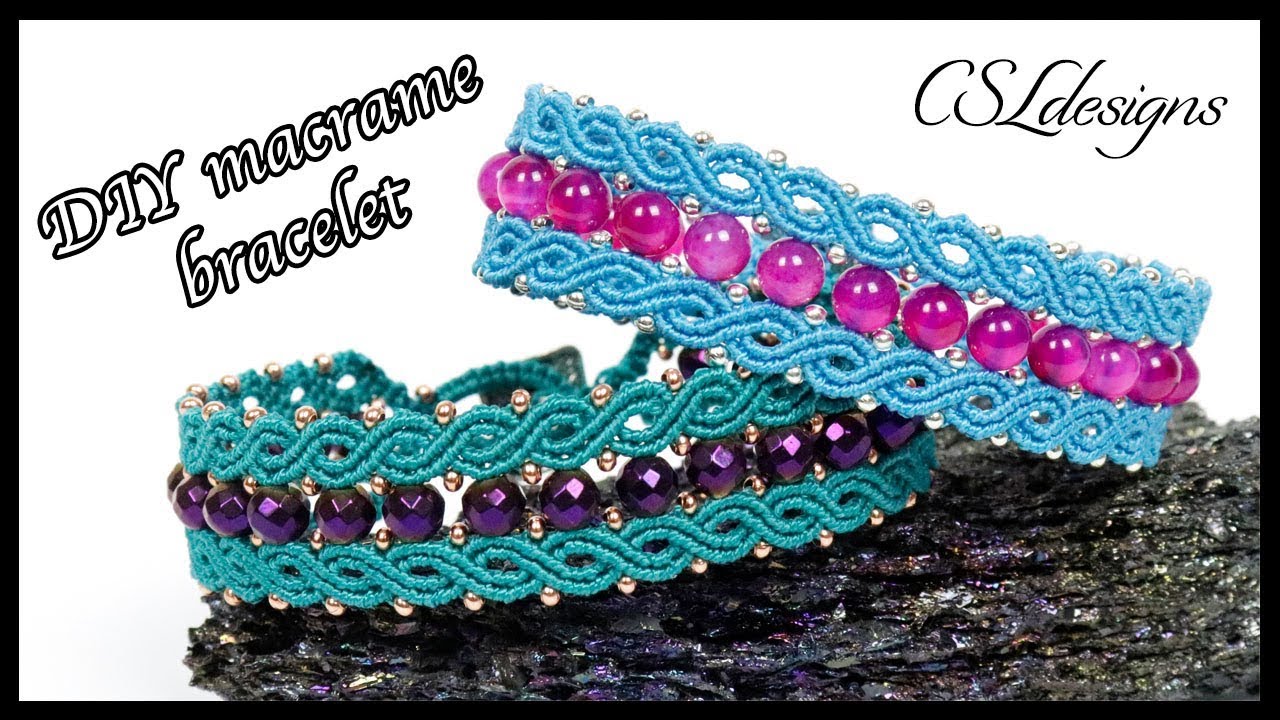 Double twist micro macrame bracelet