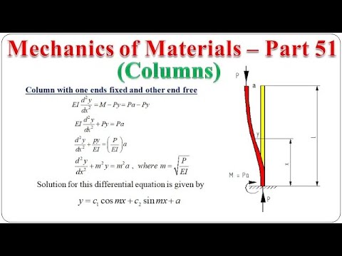 Mechanics of Materials-Part 51(Columns-One end fixed & other end free) | BME301
