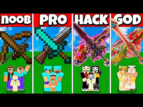 Minecraft Battle FAMILY ABILITY SWORD GUN HOUSE CHALLENGE NOOB vs PRO vs HACKER vs GOD Animation