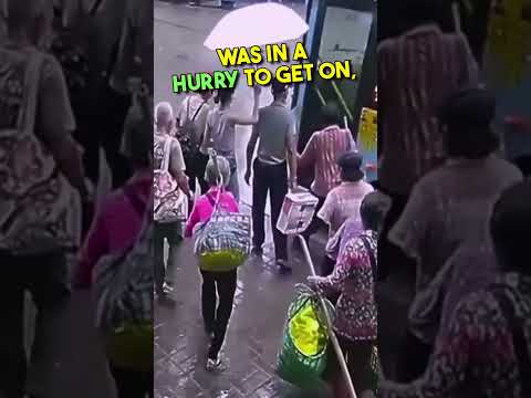 Unbelievable Woman Uses Umbrella to Help People! #Shorts