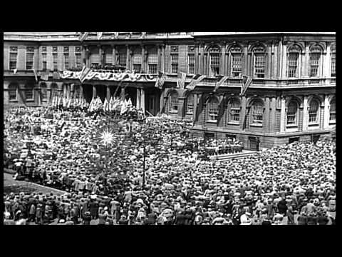 New Yorkers welcome Israeli Prime Minister David Ben Gurion at the City Hall in N...HD Stock Footage