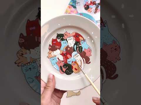 Миниатюра изображения товара Набор для творчества Раскрась и подари Тарелка-раскраска Котики / T-1001