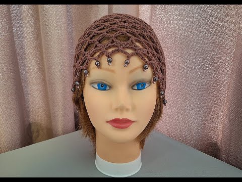 Crochet Mesh hat Step by step Tutorial BEADED beanie SKULL CAP  #CROCHET #crochettutorial #viral