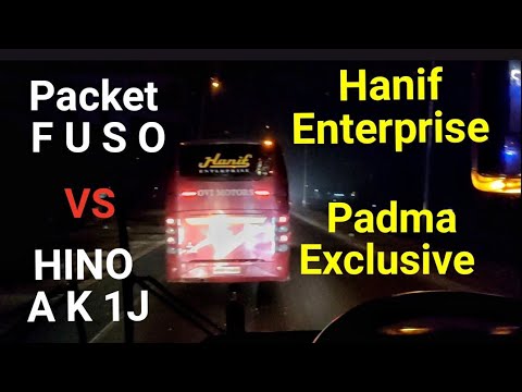 Padma Exclusive 14-4624 vs Hanif Enterprise 13-1904 // Hino ak 1j🔥 vs Mitsubishi Fuso💥 BD Bus race😱💥