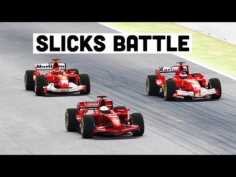Ferrari F1 2004 SLICKS vs Ferrari F1 2005 SLICKS vs Ferrari F1 2007 SLICKS - Spa Francorchamps