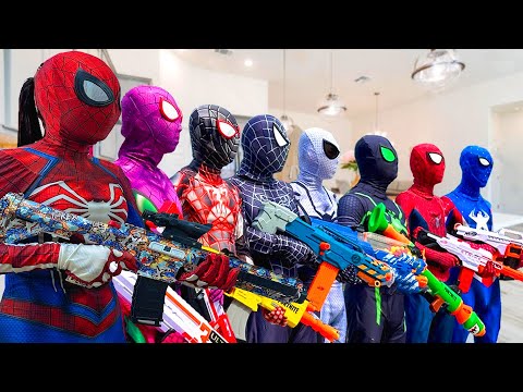 PRO 6 SUPERHERO TEAM || Hey Spider-Man , Go To Trainning Nerf Gun !!! ( Live Action ) - FLife vs