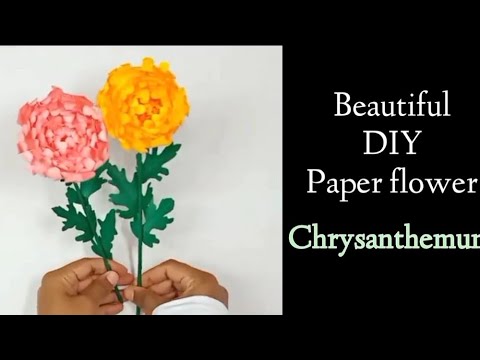 Beautiful chrysanthemum paper flowers | Easy flower making tutorial | flower decoration