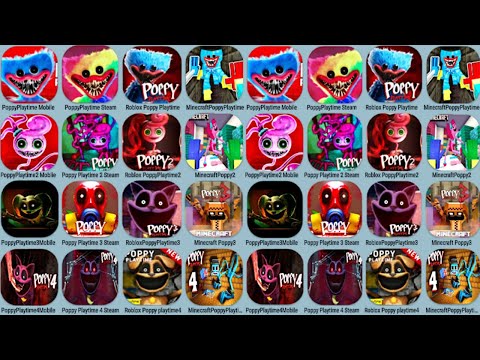 Poppy Playtime Chapter 1+2+3+4 Mobile Vs Roblox Vs Minecraft Vs Steam Link - Compare final boss
