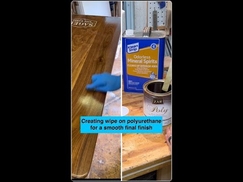 How I get a smooth final coat on my tables #polyurethane #woodfinishing #woodshop ￼