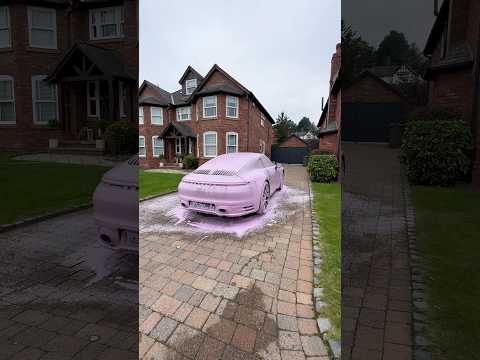 This Porsche snow foam rinse is oddly satisfying… 😳 #satisfying #carcleaning #shorts