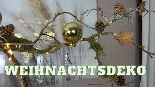 Weihnachtsdeko in der Vase | Winter Deko Idee mit Thymian, Zapfen, Moos und Kugeln