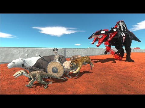 Escape from Venom Cerberus Spinosaurus - Animal Revolt Battle Simulator