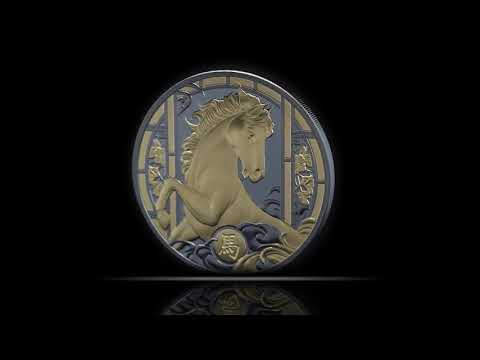 Lunar Year of the Horse 2026 $1 1oz Gold-Plated Silver Black Proof